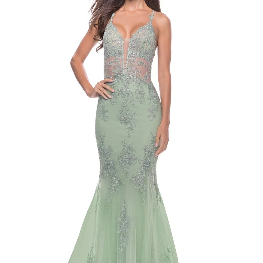 La Femme 31598SC Evening Dress Sage size 6